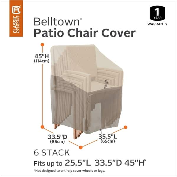 Shop Classic Accessories Belltown Grey Stackable Patio Chair Cover Overstock 10163023