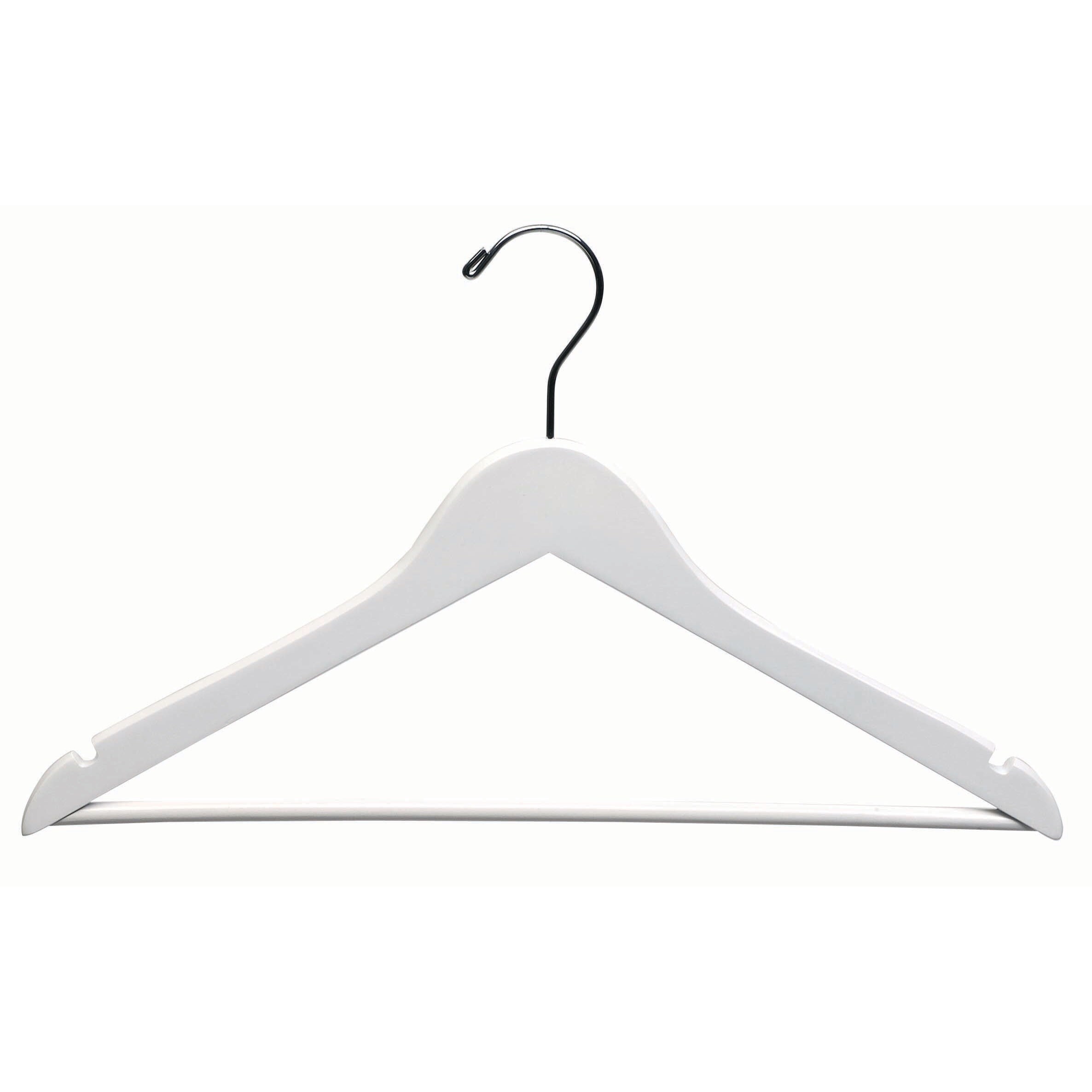 White Suit Hanger w/ Bar - Black & White Wood Hangers