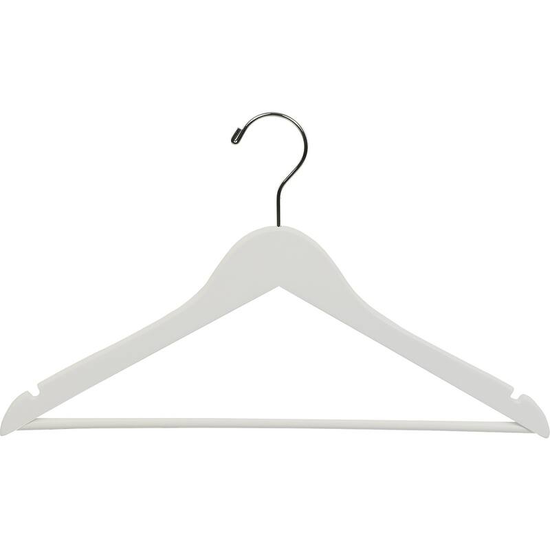 White Wooden Suit Hangers with Bar (Box of 100)