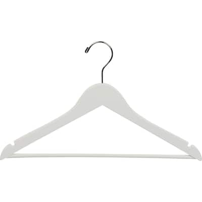 White Wooden Suit Hangers with Bar (Box of 100)