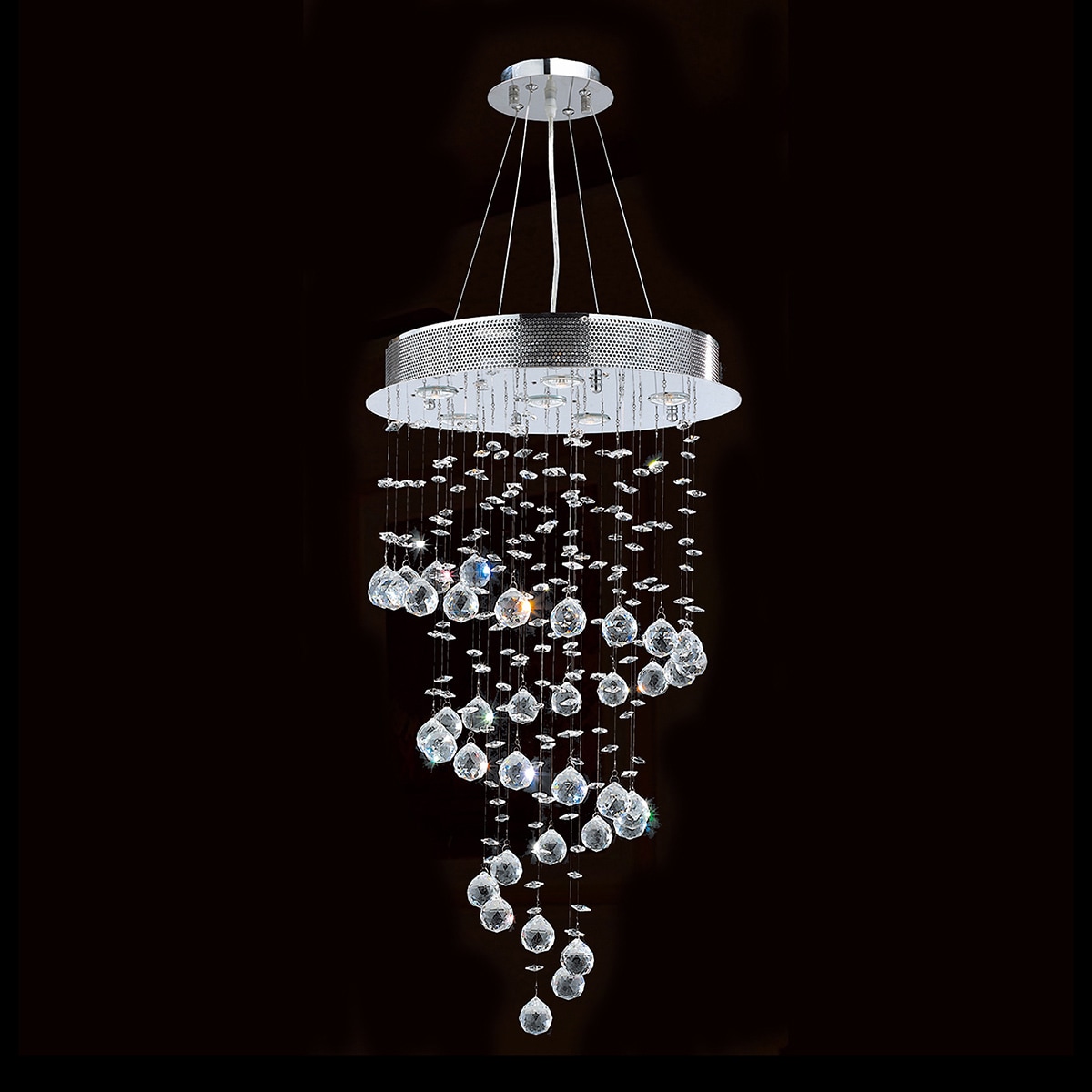 Helix Collection 6-light Halogen Chrome Finish Clear Crystal Spiral Chandelier (6 Lights Polished Chrome Chandelier) - Chandeliers For Bedrooms by Overstock.com