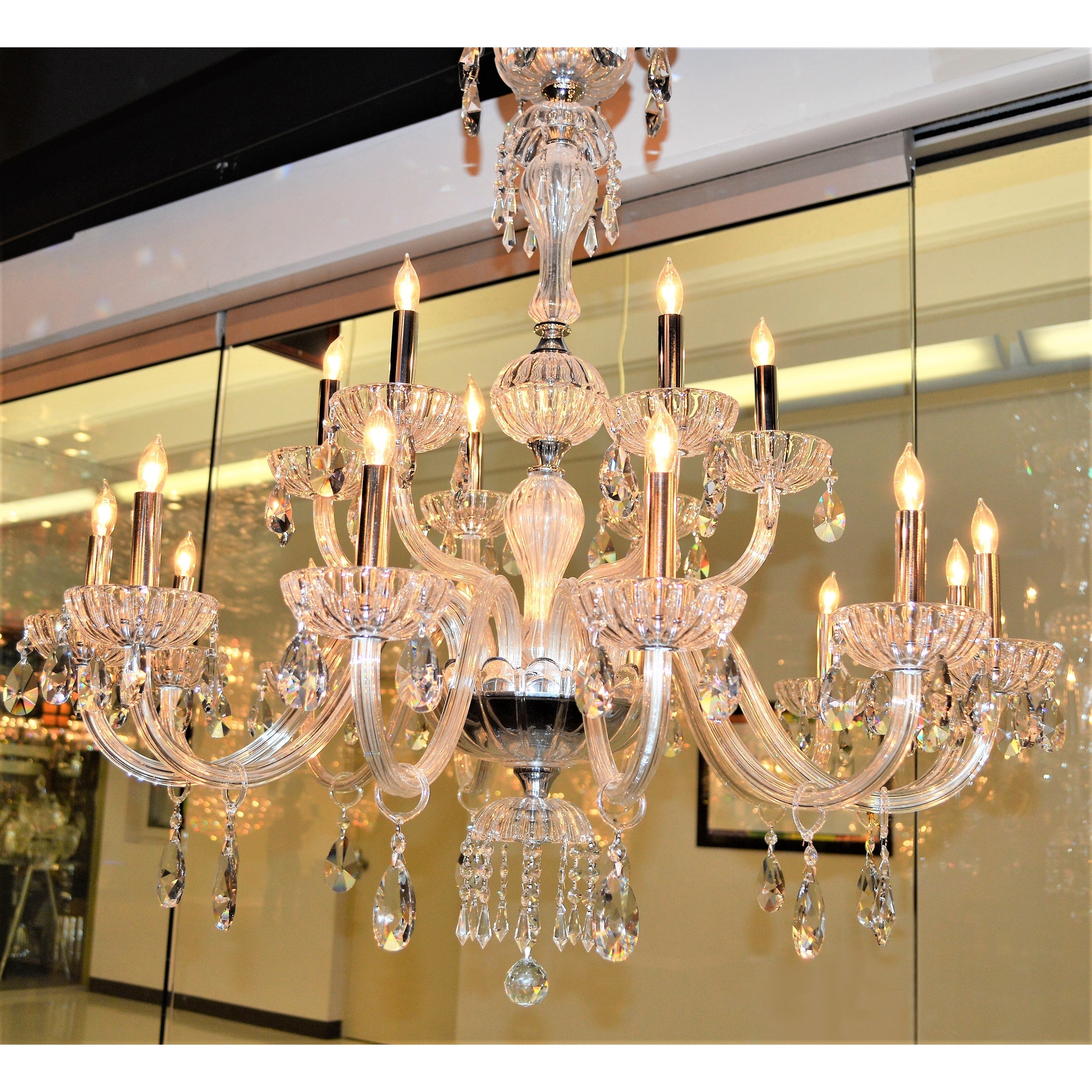 Carnivale Collection 18-light Chrome Finish and Clear Crystal 2-tier Chandelier (18 Lights Polished Chrome Chandelier) - Chandeliers For Bedrooms by Overstock.com
