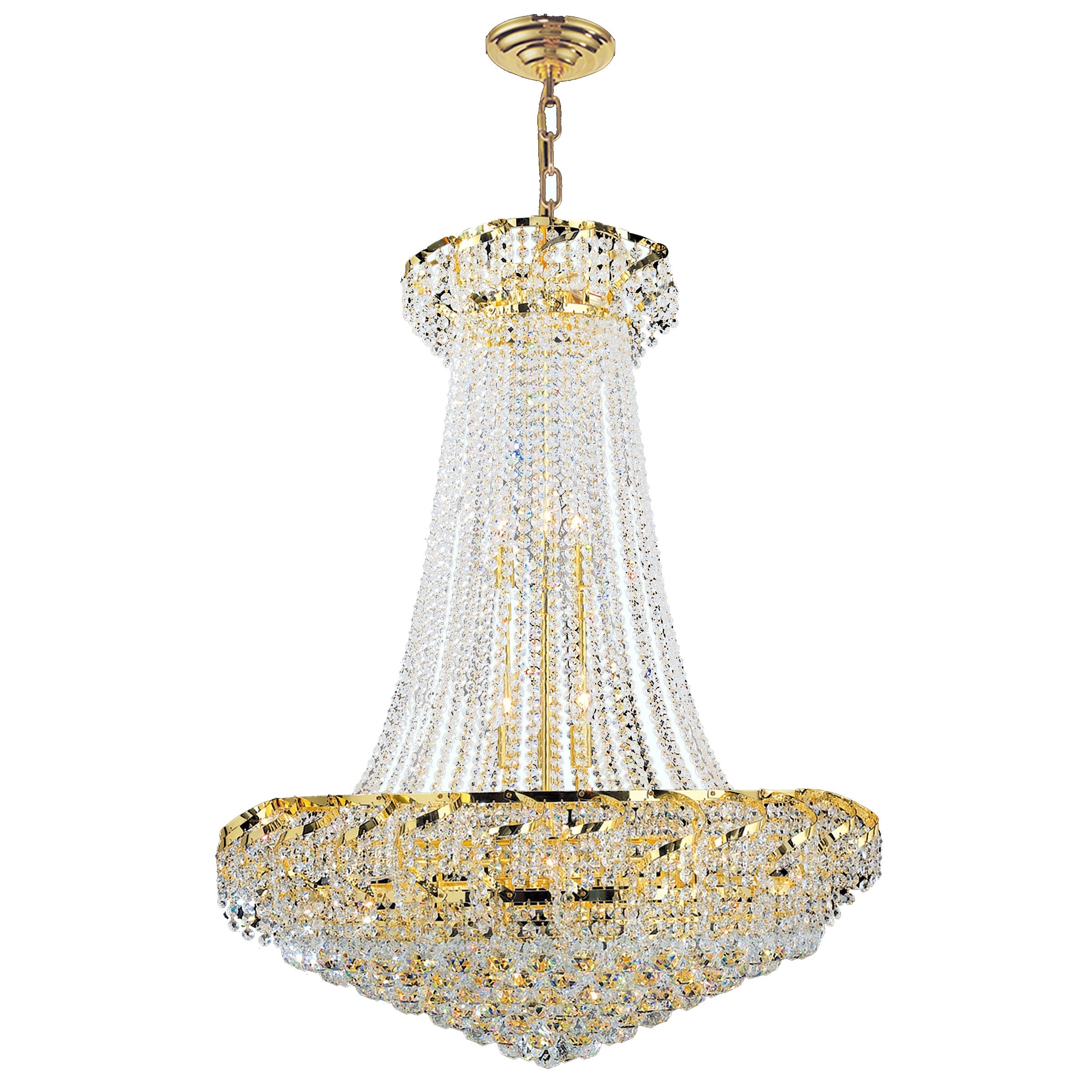 French Empire 18-light Gold Finish and Clear Crystal Chandelier (18 Lights Polished Gold Chandelier) - Chandeliers For Bedrooms by Overstock.com