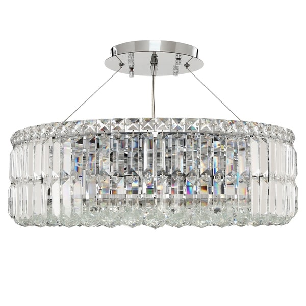 Cascade 12-light Chrome Finish Crystal 24 in. Round Circular Large Chandelier