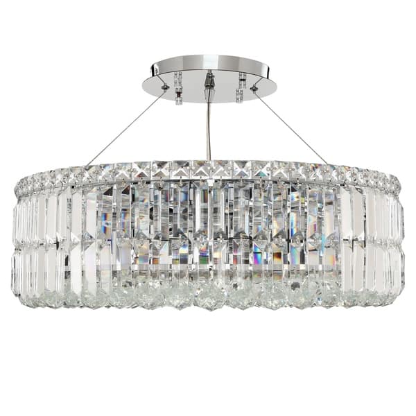 Shop Cascade 12 Light Chrome Finish Crystal 24 In Round Circular Large Chandelier Overstock 10163217