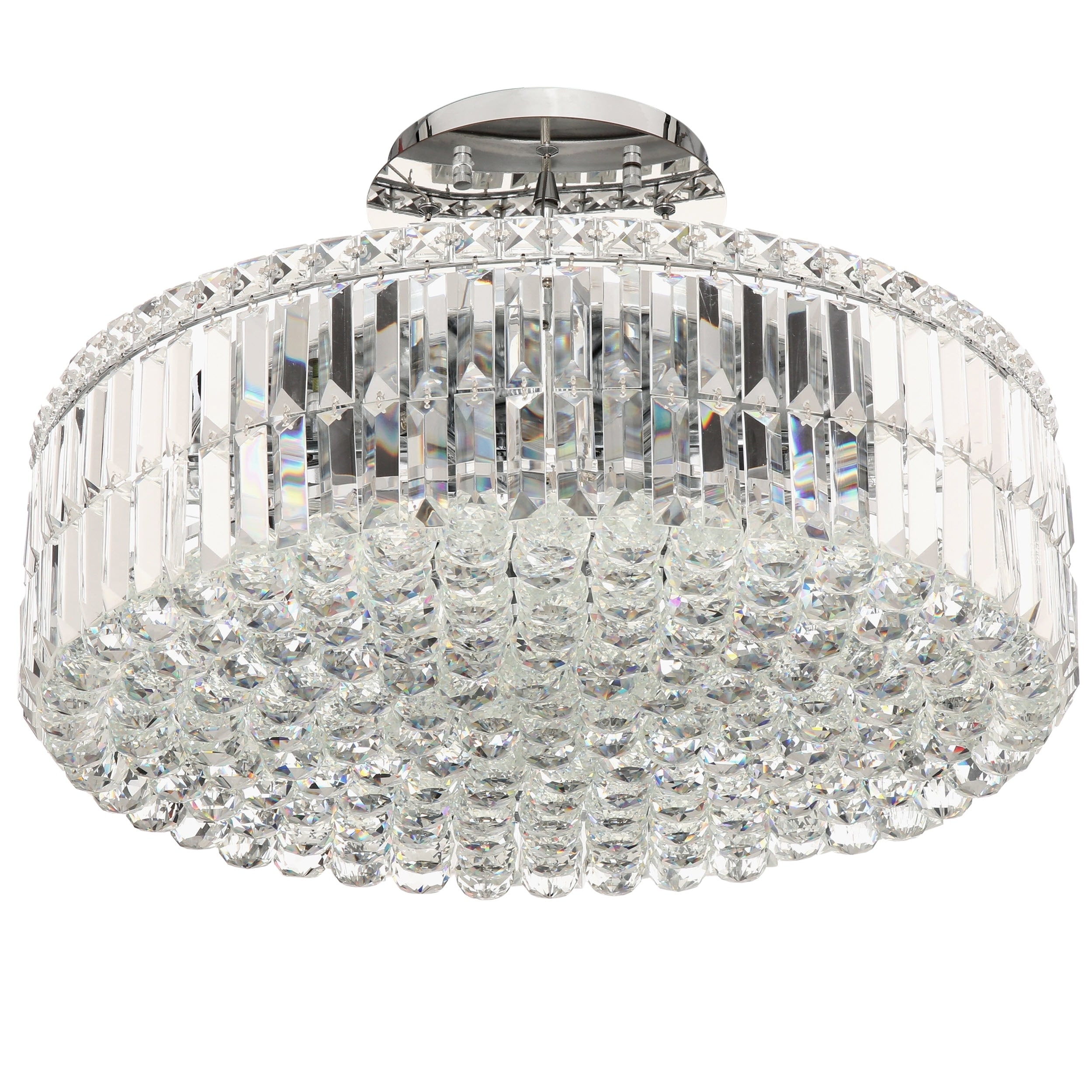 Cascade 12-light Chrome Finish Crystal 24 in. Round Circular Large Chandelier (12 Lights Polished Chrome Chandelier) - Chandeliers For Bedrooms by Overstock.com