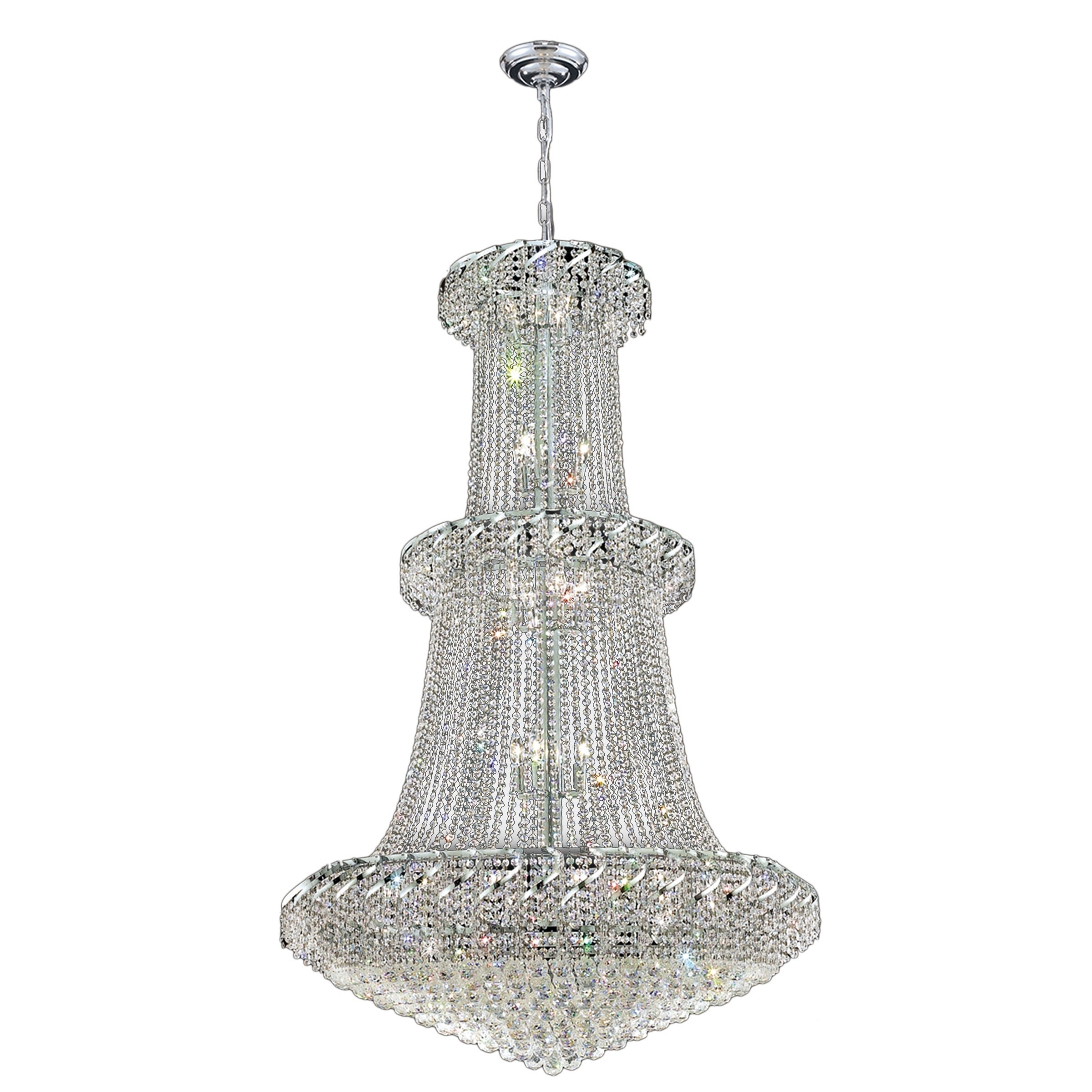 French Empire 32-light Chrome Finish and Clear Crystal French Empire 2-tier Chandelier (32 Lights Polished Chrome Chandelier) - Chandeliers For Bedrooms by Overstock.com
