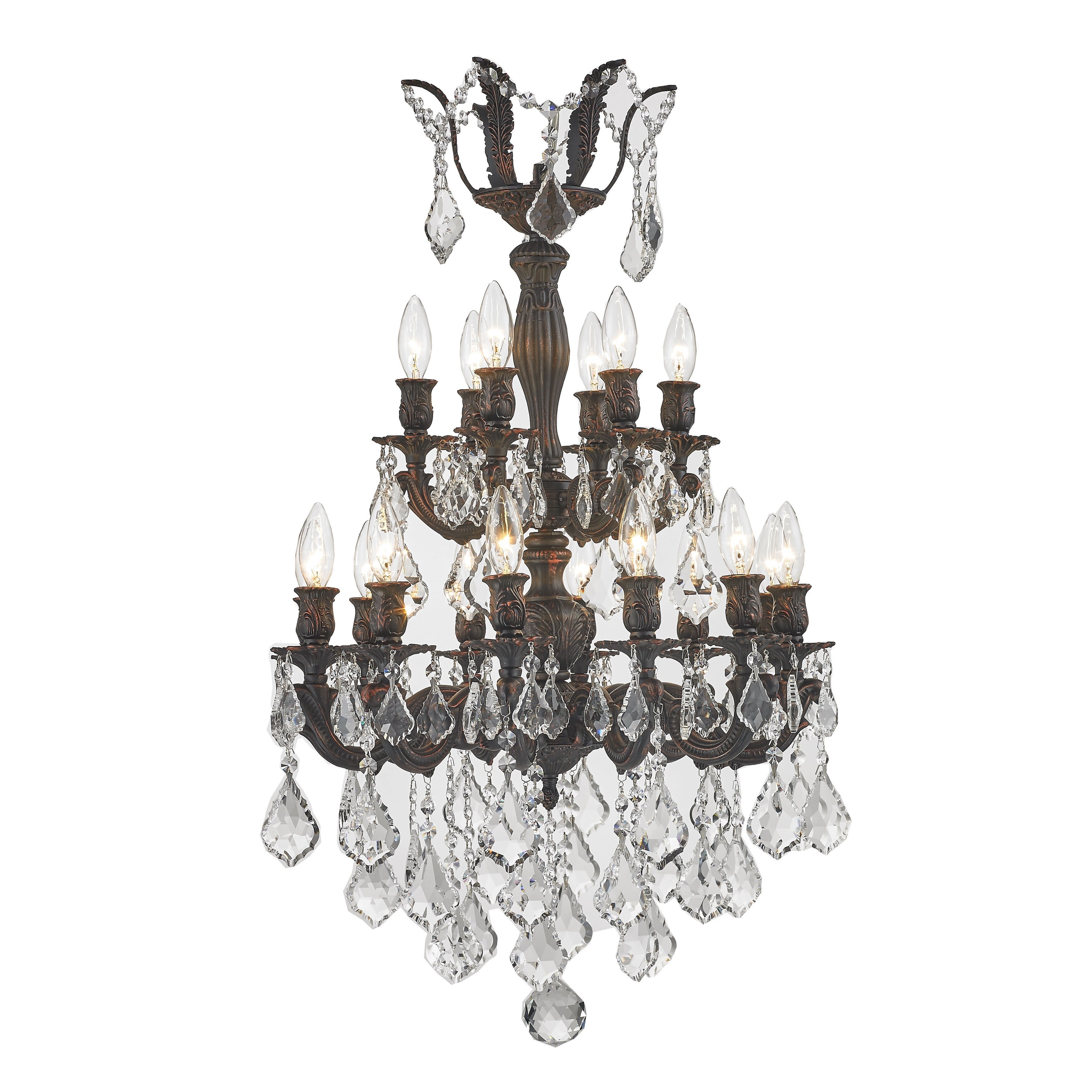 Versailles Collection 18-light Flemish Brass Finish and Clear Crystal Chandelier (18 Lights Flemish Brass Chandelier) - Chandeliers For Bedrooms by Overstock.com