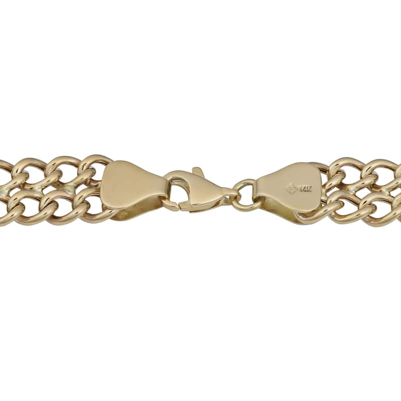 Fremada 14k Yellow Gold High Polish Double Row Curb Link Bracelet