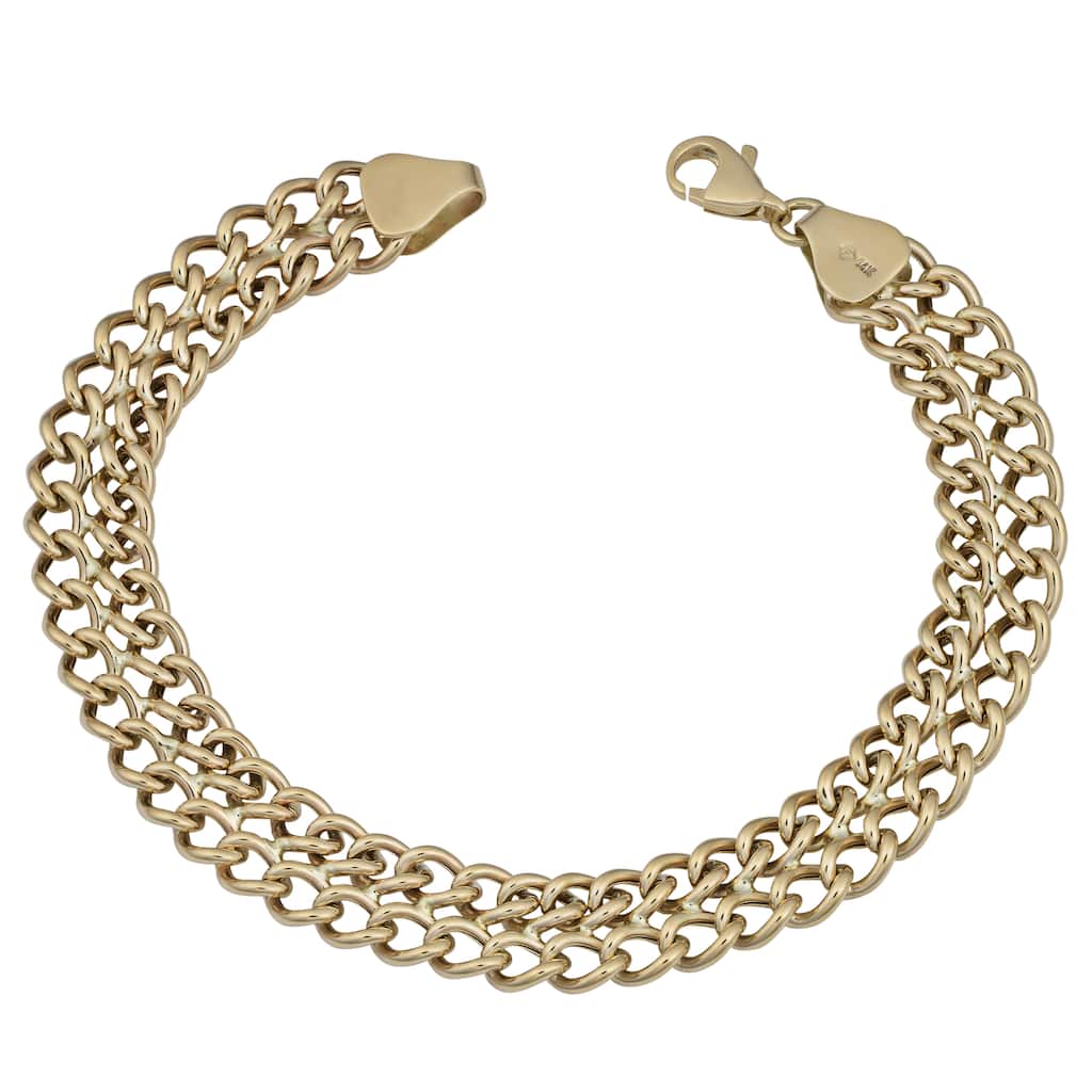Fremada 14k Yellow Gold High Polish Double Row Curb Link Bracelet