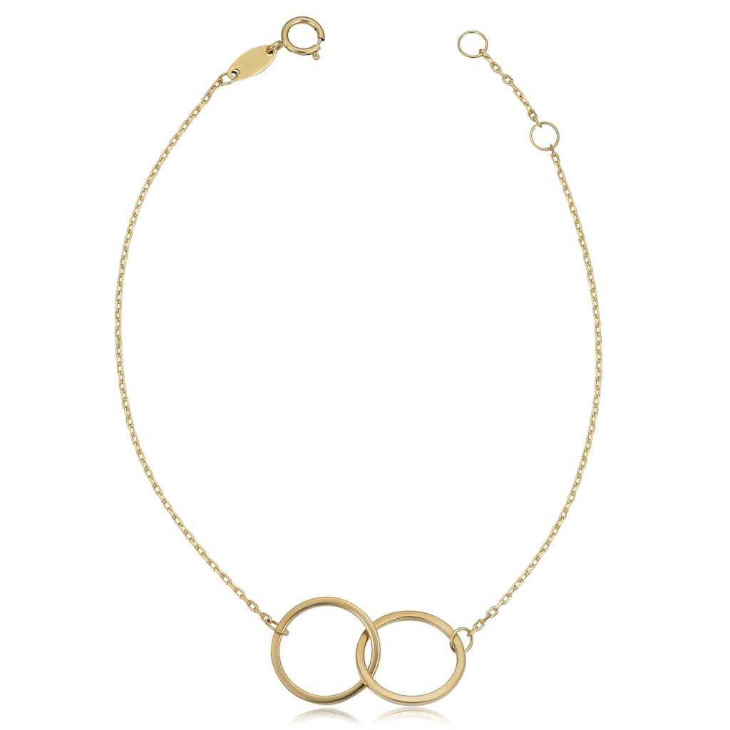 Fremada 14k Yellow Gold High Polish Double Circle Adjustabale Bracelet