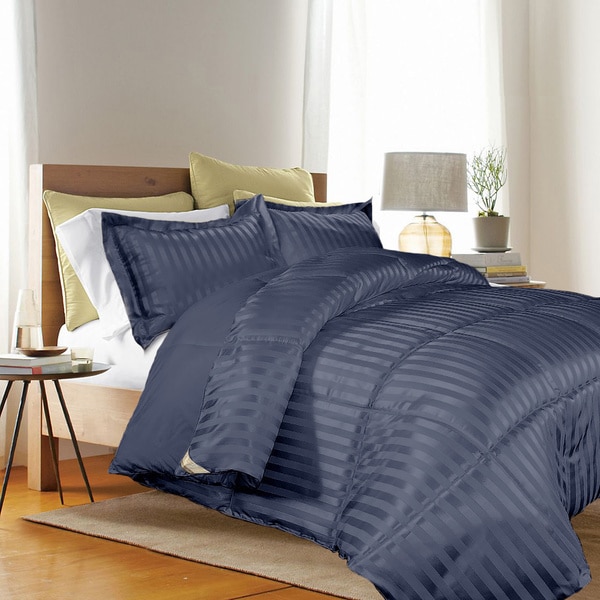 Amazon.com: Home Design Mini Stripe Down Alternative Comforter ...