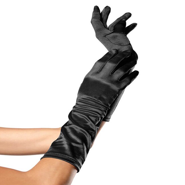 white elbow length gloves