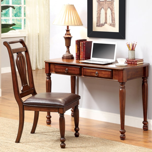 Shop Furniture of America Lorelai 2piece Dark Oak Desk and Chair Set