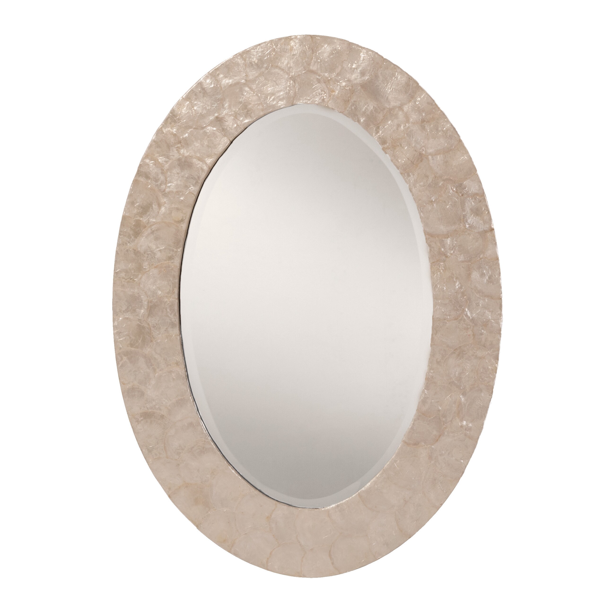 Osp Home Furnishings White Mother Of Pearl Finished Frame Decorative Beveled Wall Mirror N A