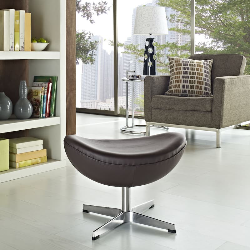 Grip Leather Ottoman - Brown