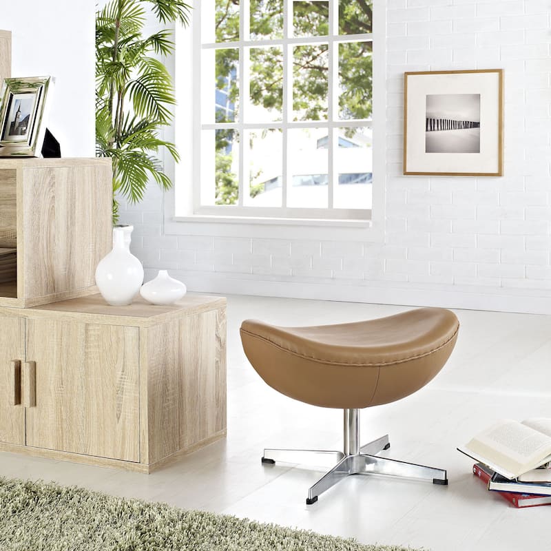 Grip Leather Ottoman - Terracotta