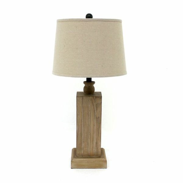 wood block table lamp