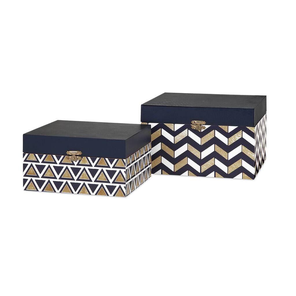 Nora Navy And Gold Boxes (Set of 2)