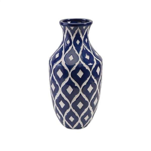 Blue Modern Smooth Glazed Stoneware Vase - On Sale - Bed Bath