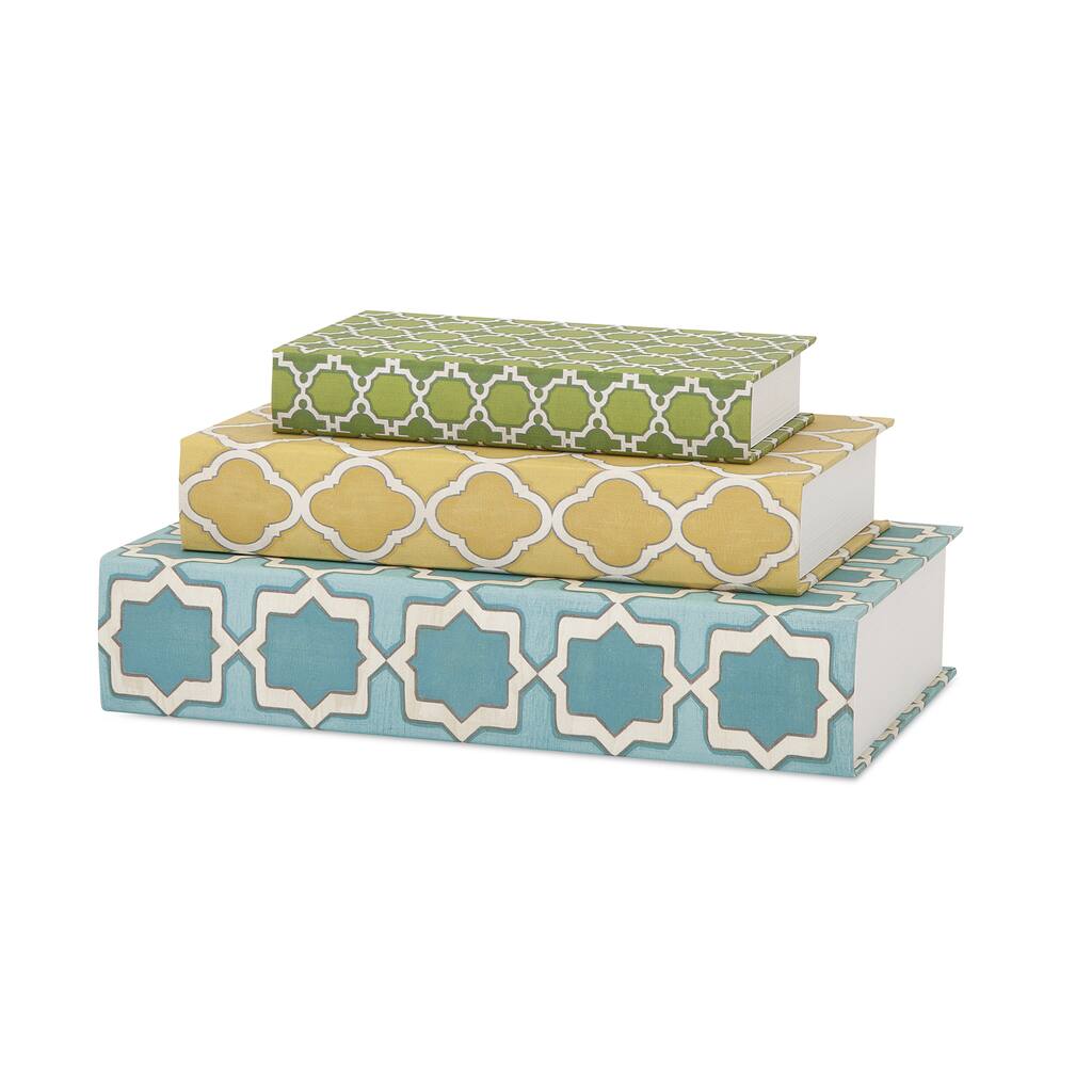 Maines Geometric Print Book Boxes (Set of 3)