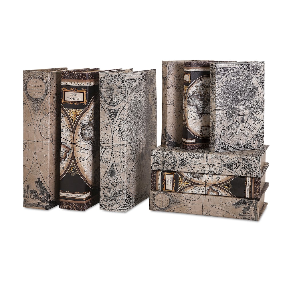 Mason the World Atlas Map Book Boxes Set of Nine - Large Medium and Small