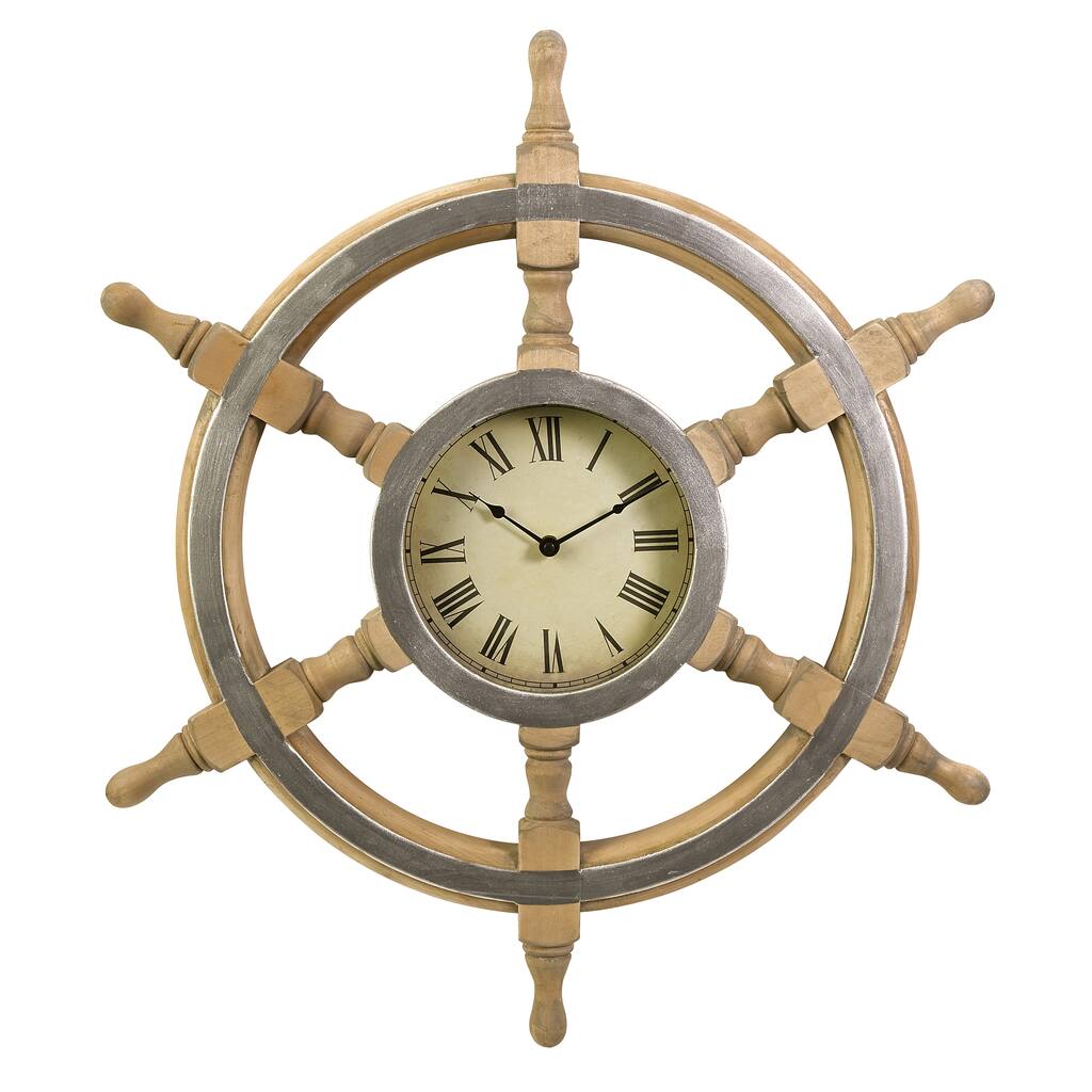 Wood Ship Wheel Clock