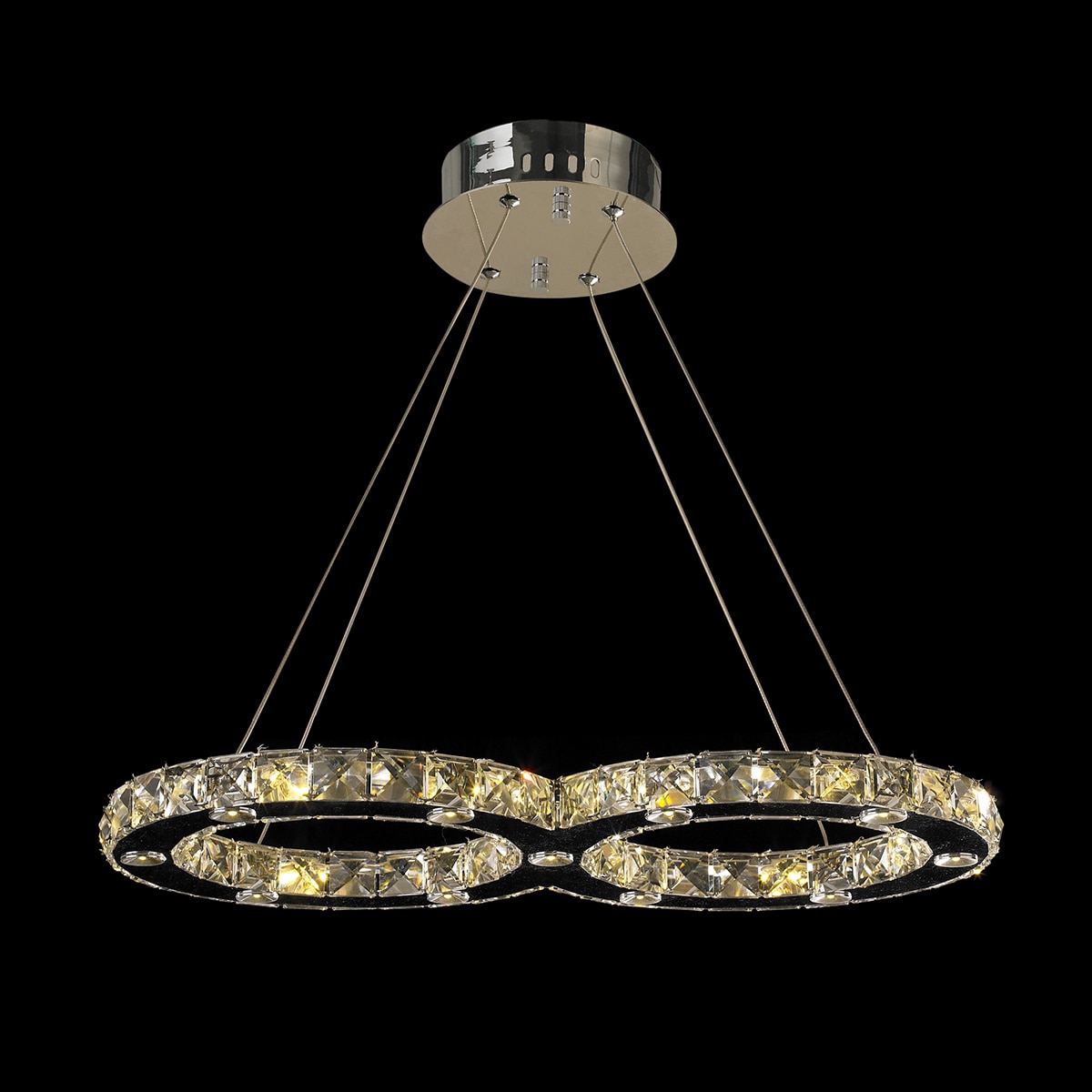 Galaxy 22-light Integrated LED Chrome Finish Double Ring Crystal 22 in Wide Chandelier (22 Lights Polished Chrome Chandelier) - Chandeliers For Bedrooms by Overstock.com