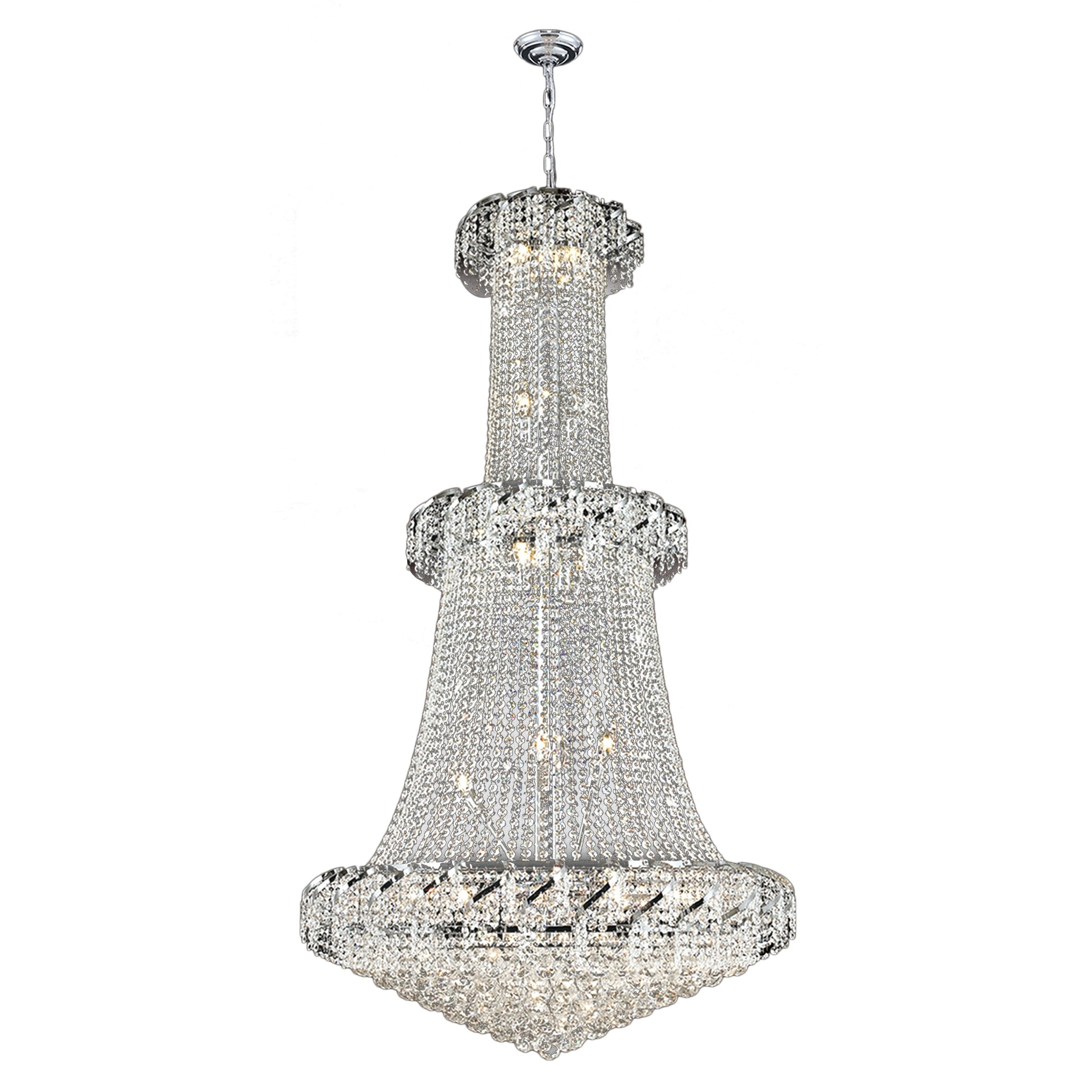 French Empire 32-light Chrome Finish and Clear Crystal French Empire 2-tier Chandelier (32 Lights Polished Chrome Chandelier) - Chandeliers For Bedrooms by Overstock.com