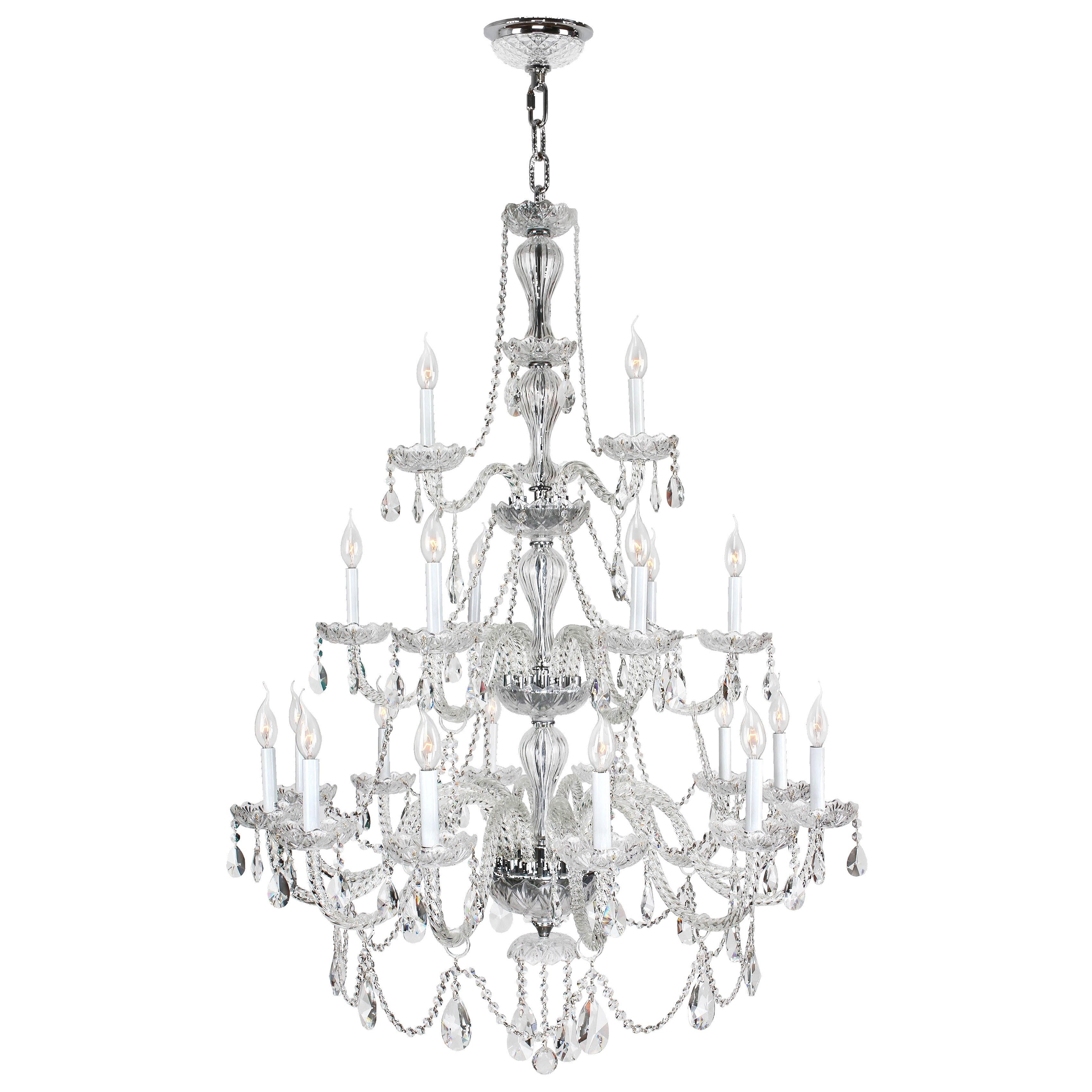 Venetian Italian Style 21-light Chrome Finish Clear Crystal Three 3-tier Chandelier (21 Lights Polished Chrome Chandelier) - Chandeliers For Bedrooms by Overstock.com