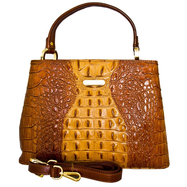 Shop Leatherbay Italian Leather Andria Croc Print Handbag - Overstock - 10167018