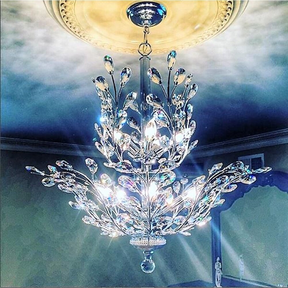 Floral Orchid Collection 8-light Chrome Finish and Crystal Medium Chandelier (8 Lights Polished Chrome Chandelier) - Chandeliers For Bedrooms by Overstock.com