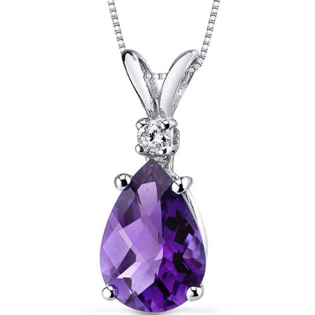 Oravo 14k White Gold Pear-cut Gemstone Diamond Accent Pendant