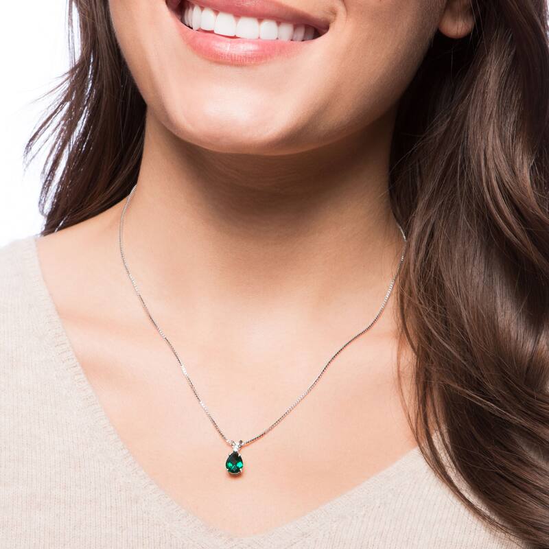 Oravo 14k White Gold Pear-cut Gemstone Diamond Accent Pendant