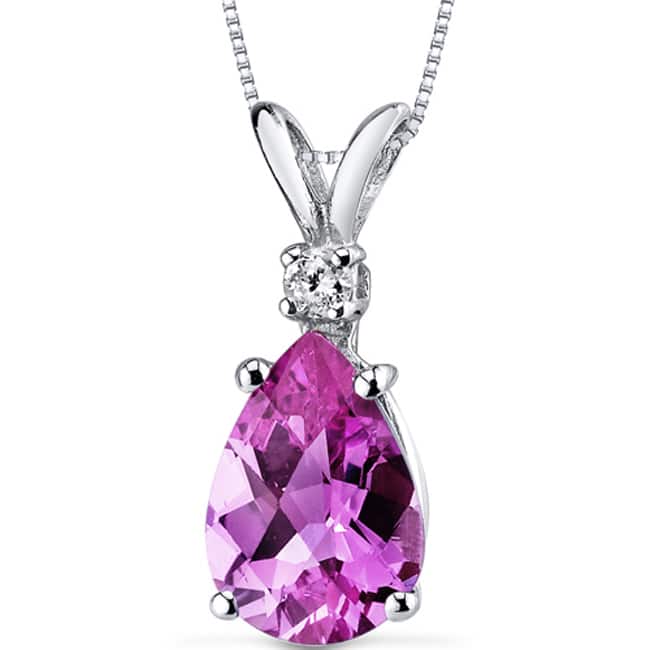 Oravo 14k White Gold Pear-cut Gemstone Diamond Accent Pendant