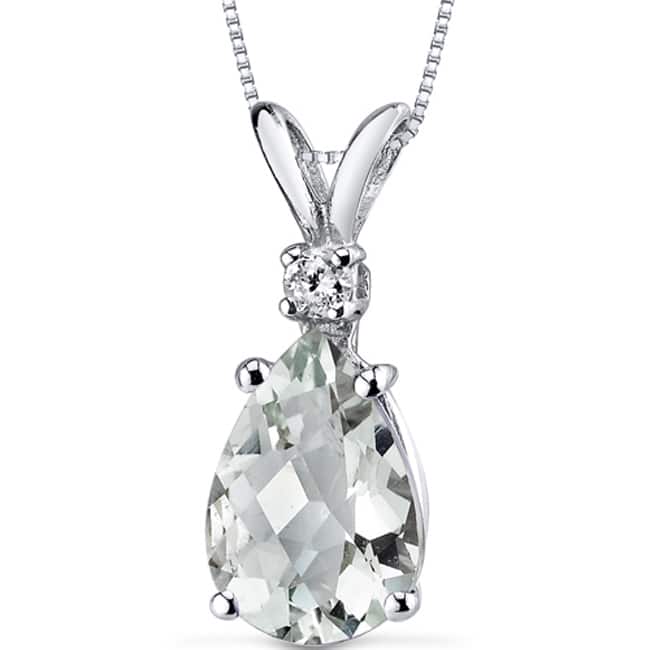 Oravo 14k White Gold Pear-cut Gemstone Diamond Accent Pendant