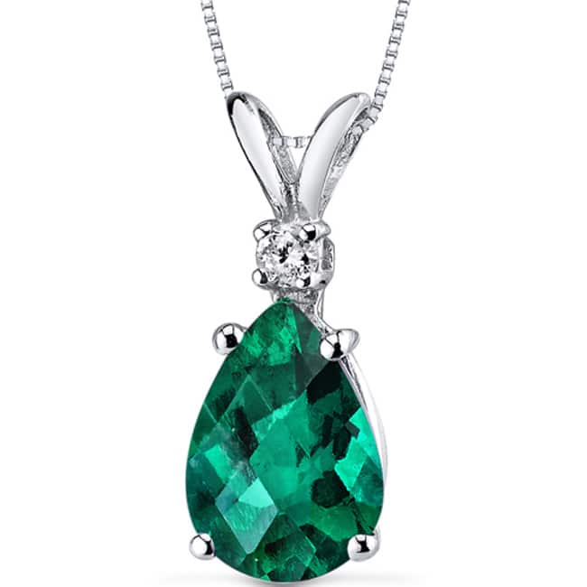 Oravo 14k White Gold Pear-cut Gemstone Diamond Accent Pendant