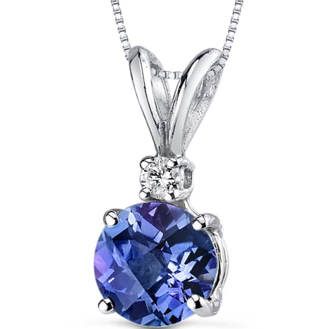 Oravo 14k White Gold Round-cut Gemstone Diamond Accent Pendant - Created Alexandrite