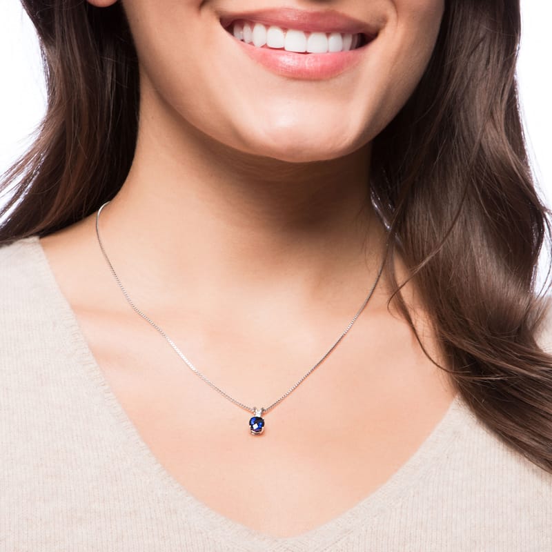 Oravo 14k White Gold Round-cut Gemstone Diamond Accent Pendant