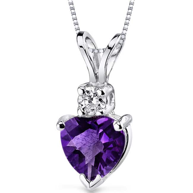 Oravo 14k White Gold Heart-shape Gemstone Diamond Accent Pendant