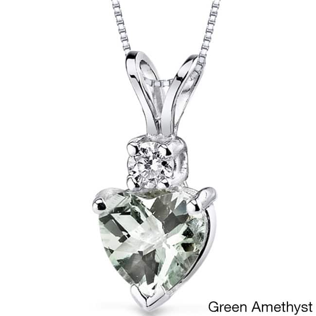 Oravo 14k White Gold Heart-shape Gemstone Diamond Accent Pendant