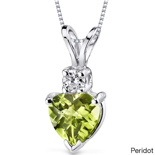 Oravo 14k White Gold Heart-shape Gemstone Diamond Accent Pendant