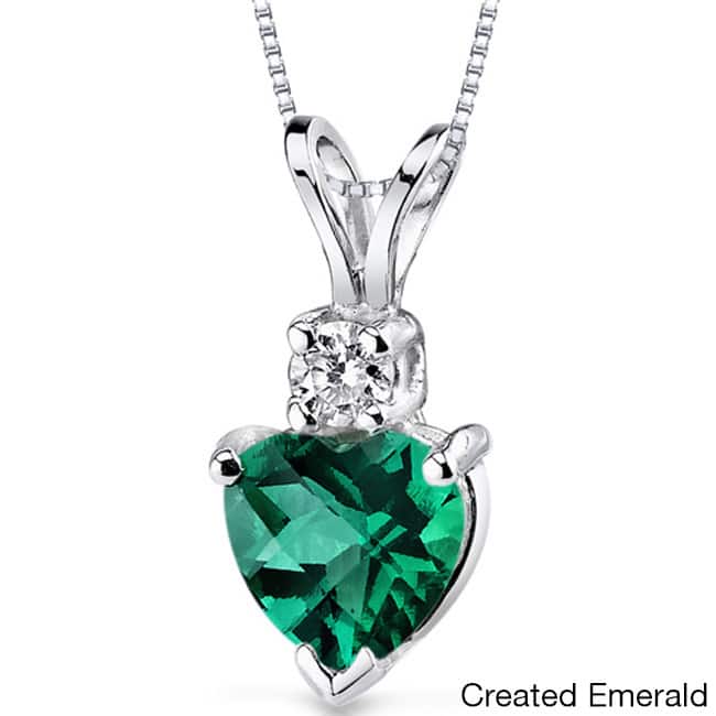 Oravo 14k White Gold Heart-shape Gemstone Diamond Accent Pendant
