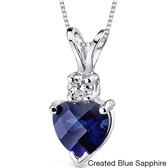 Oravo 14k White Gold Heart-shape Gemstone Diamond Accent Pendant