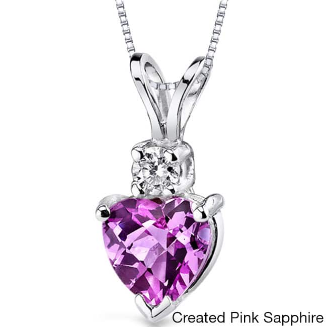 Oravo 14k White Gold Heart-shape Gemstone Diamond Accent Pendant