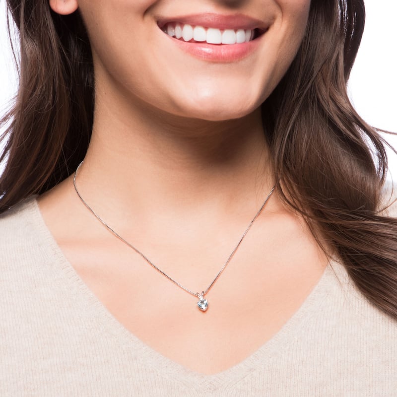 Oravo 14k White Gold Heart-shape Gemstone Diamond Accent Pendant