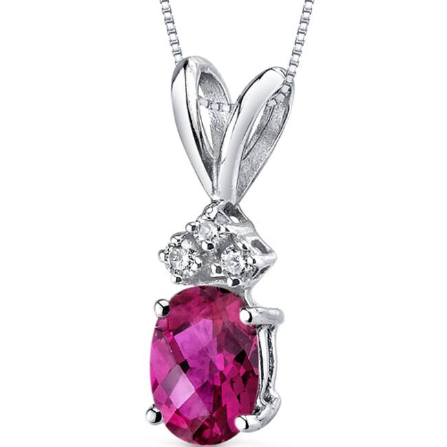 Oravo 14k White Gold Oval-cut Gemstone Diamond Accent Pendant