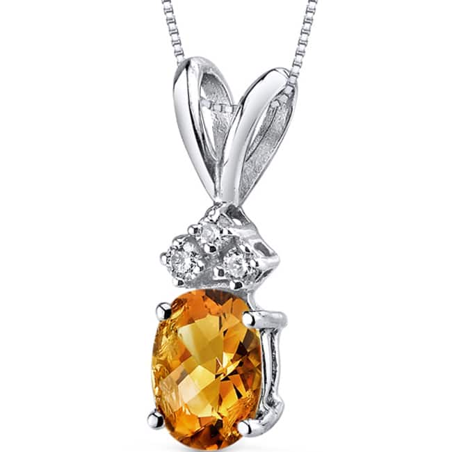 Oravo 14k White Gold Oval-cut Gemstone Diamond Accent Pendant