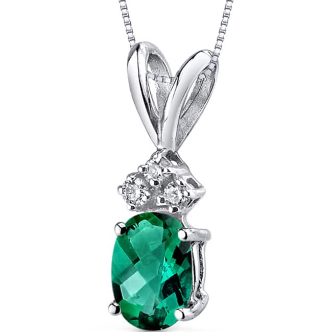 Oravo 14k White Gold Oval-cut Gemstone Diamond Accent Pendant