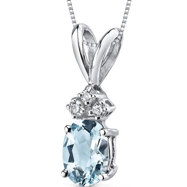 Oravo 14k White Gold Oval-cut Gemstone Diamond Accent Pendant. Opens flyout.